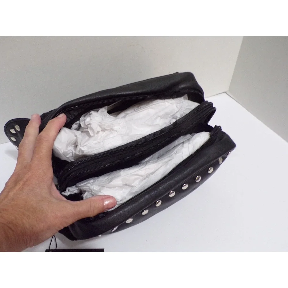 Bikers Women's Cosmetic Travel Bag Silver Studs NWT Soul of the Rose Zipper Snap